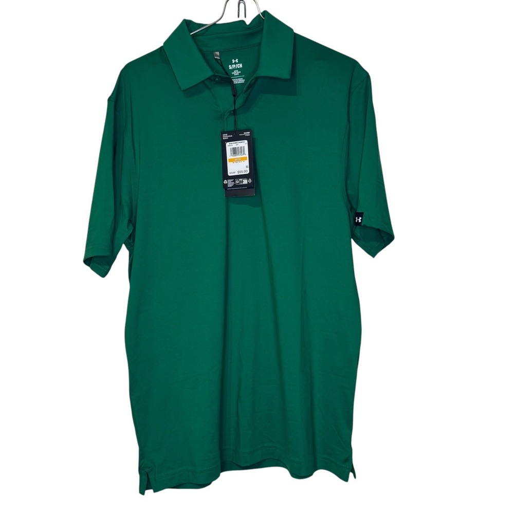 Under Armour Mens T2G Golf Performance Polo Shirt Green UPF 50 Small 1383255